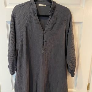 Black Crane gauze cotton charcoal midi dress
